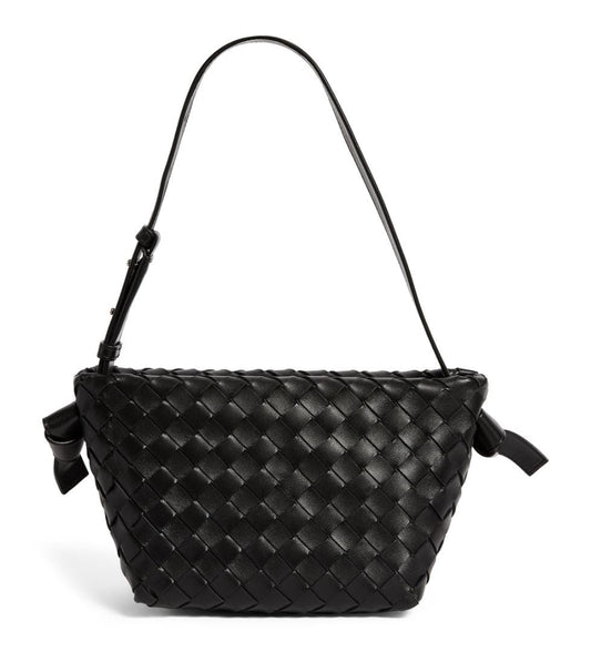 BOTTEGA VENETA LEATHER INTRECCIATO TIE SHOULDER BAG